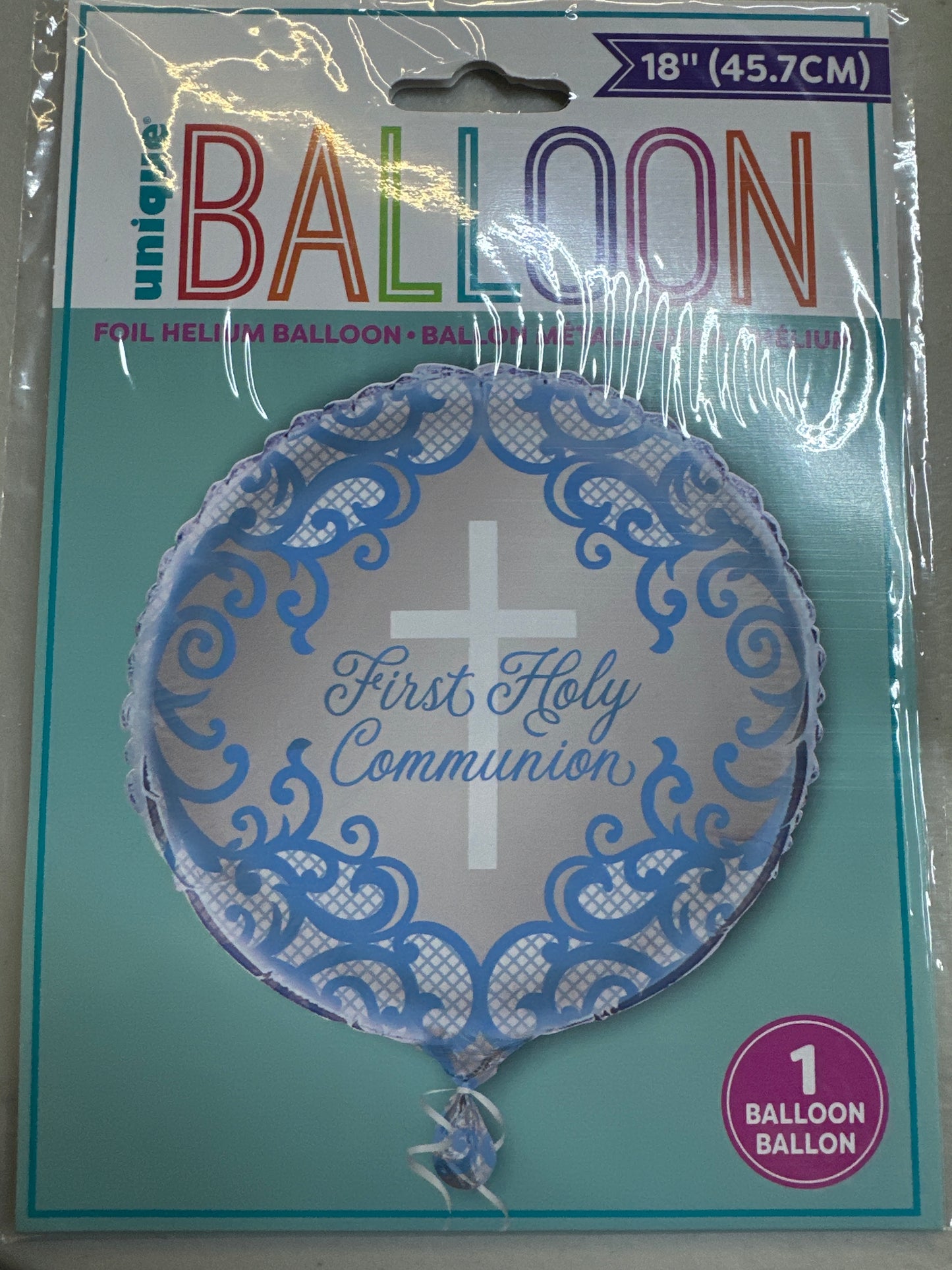 18” Foil Balloon Blue Communion