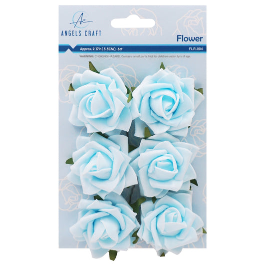2.5" Foam Flower Light Blue 6ct