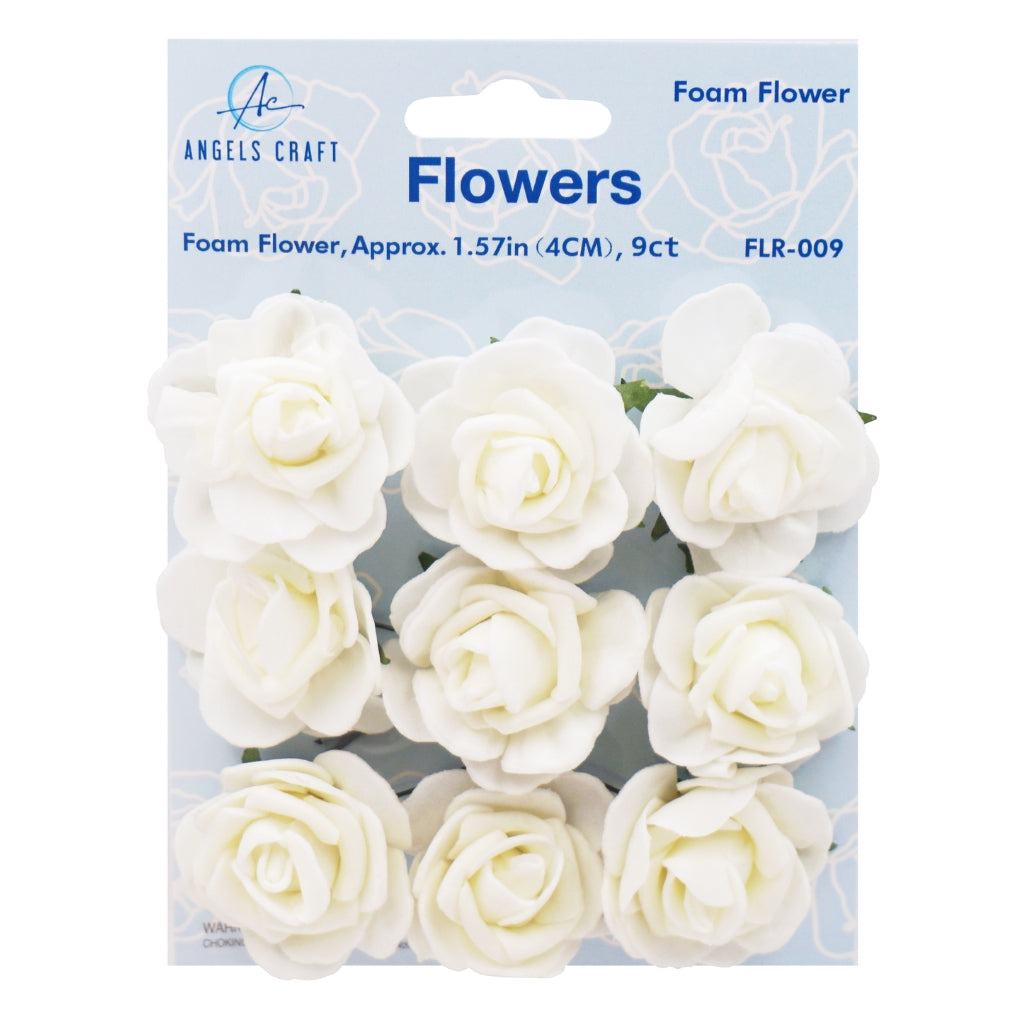 1.5" Foam Flower White 9ct