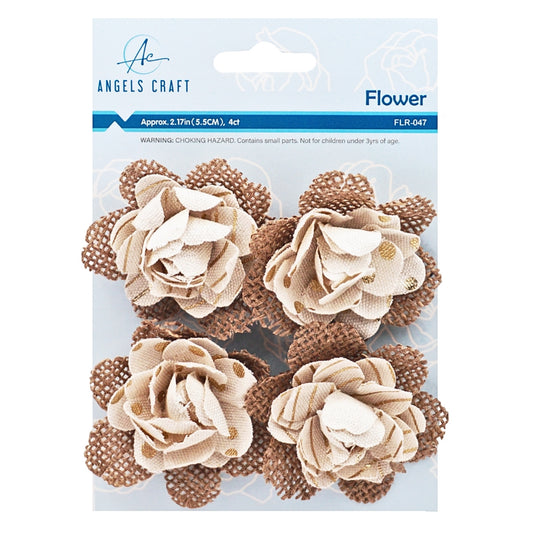 5" Burlap Adhesive Flower/Canvas 2ct