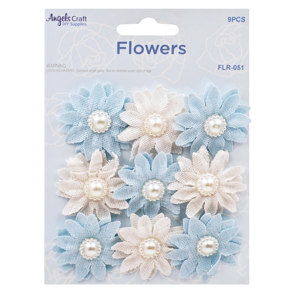 Lienzo Flor Perla Adorno Azul