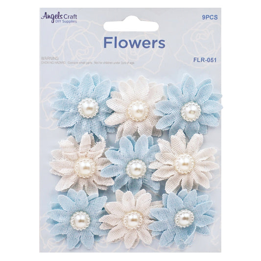 Canvas Flower Pearl Embellishment Blue