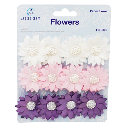 Paper Flower White Pearl -Purple/White/Pink