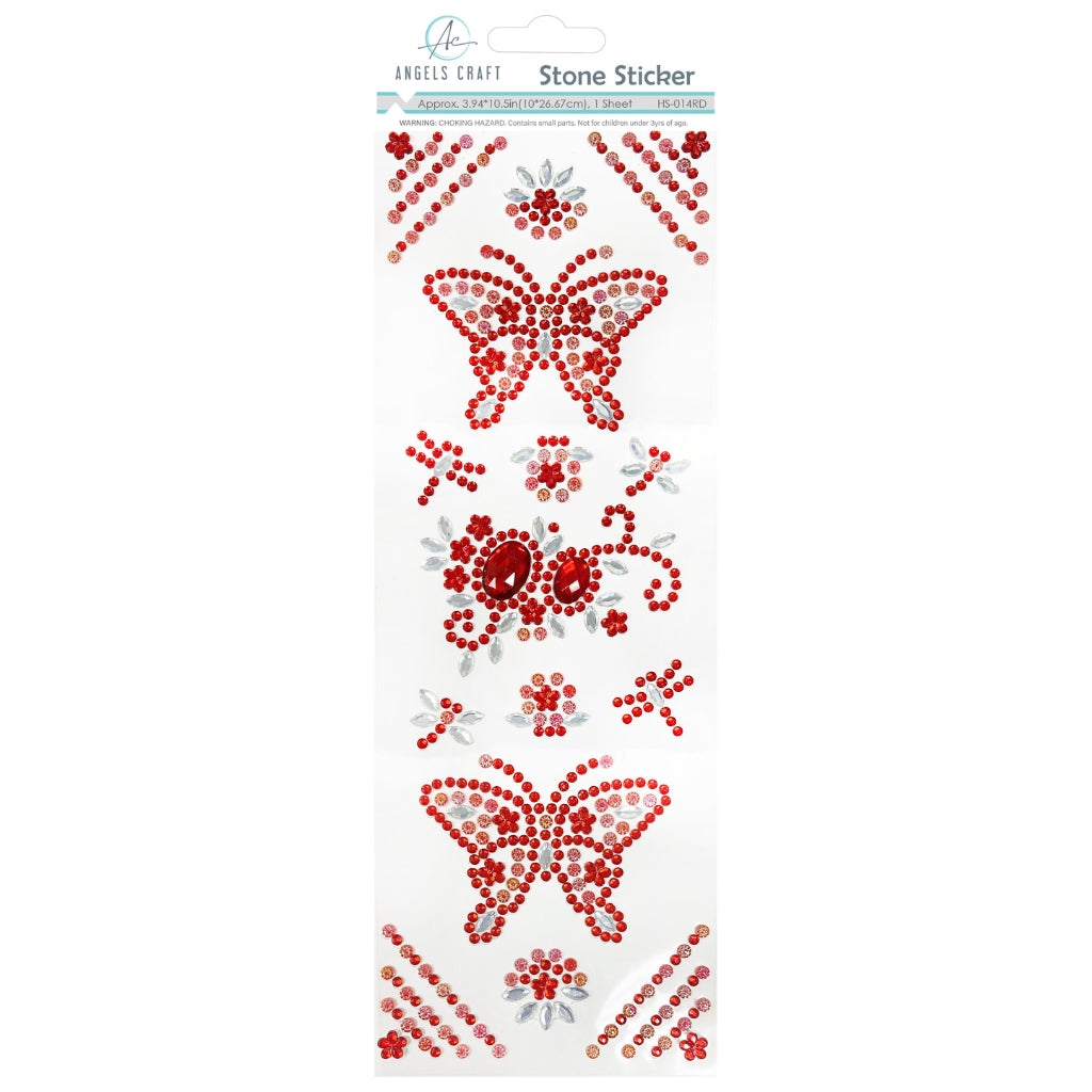 Stone Sticker Butterfly Red