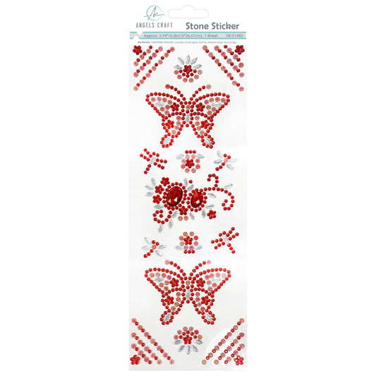 Stone Sticker Butterfly Red
