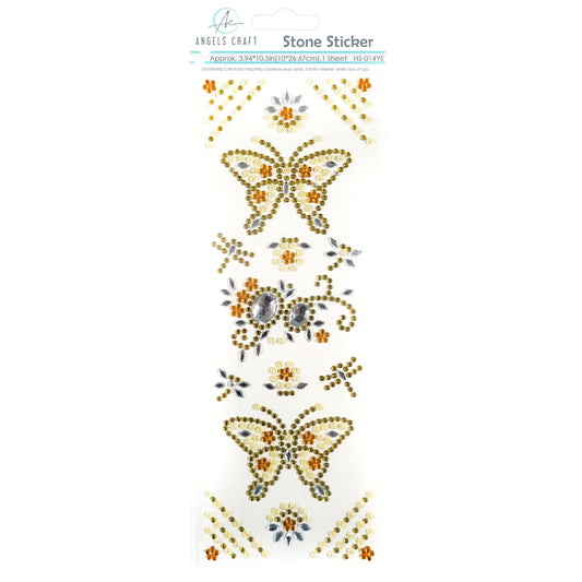 Stone Sticker Butterfly Yellow