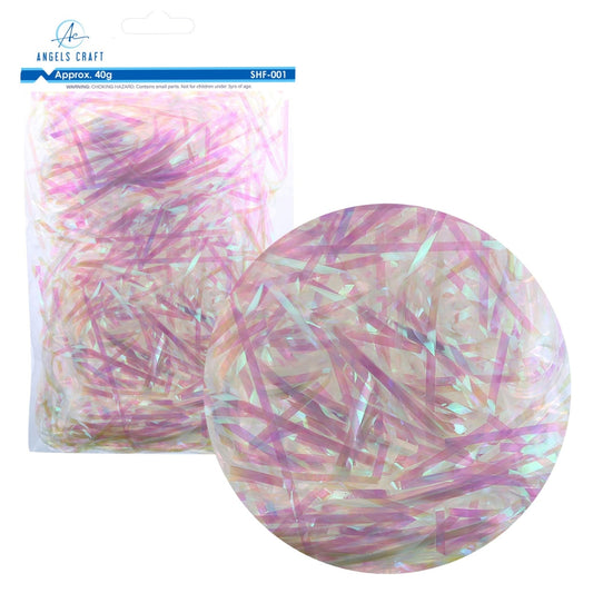 Iridescent Crinkle Paper Shred Filler White