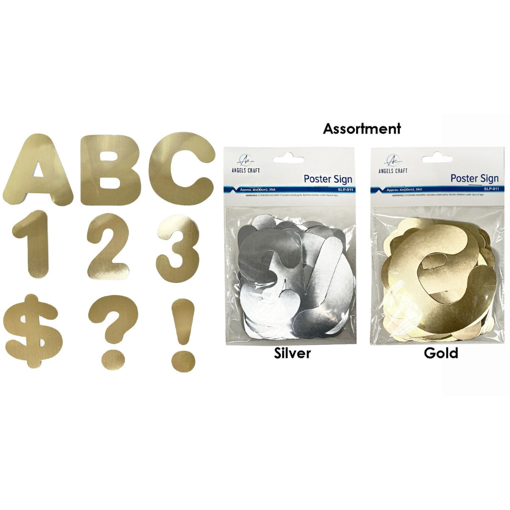 Poster Letters & Numbers Gold Silver/Black/White