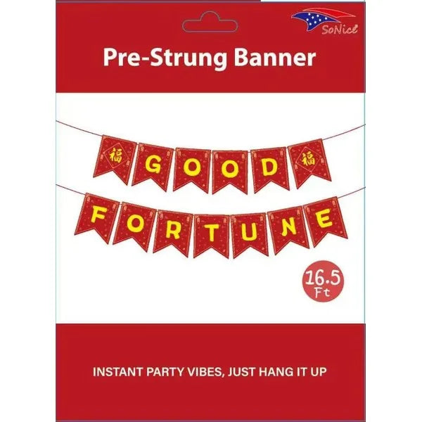 Happy Birthday Good Fortune Pre-Strung Banner