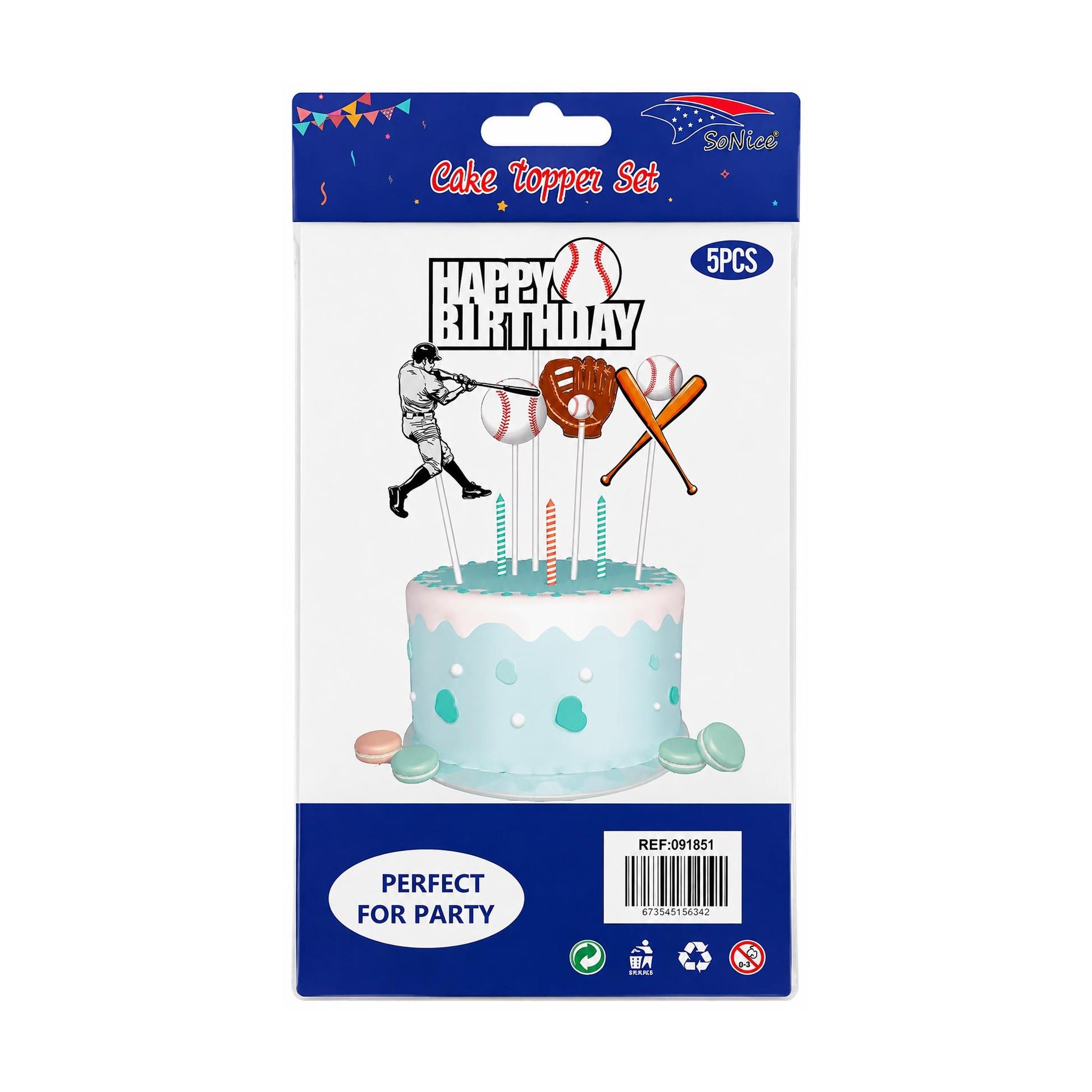 Cake Decoration Set 5pcs Baseball