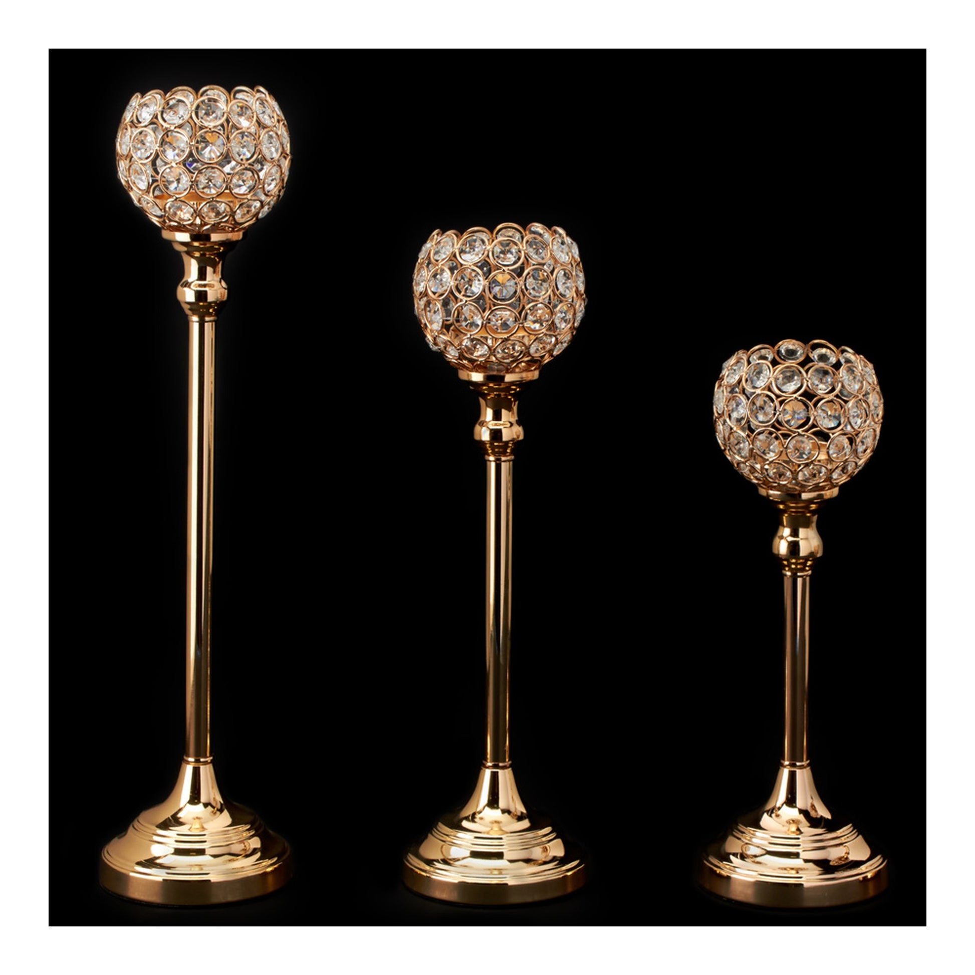 Candle Holder Stand Set Gold 3ct