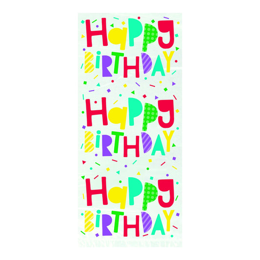 Colorful Happy Birthday Cellophane Bags 20ct