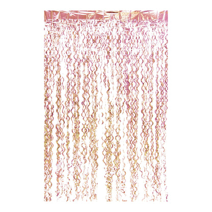 Curly Foil Curtain Met.Pink