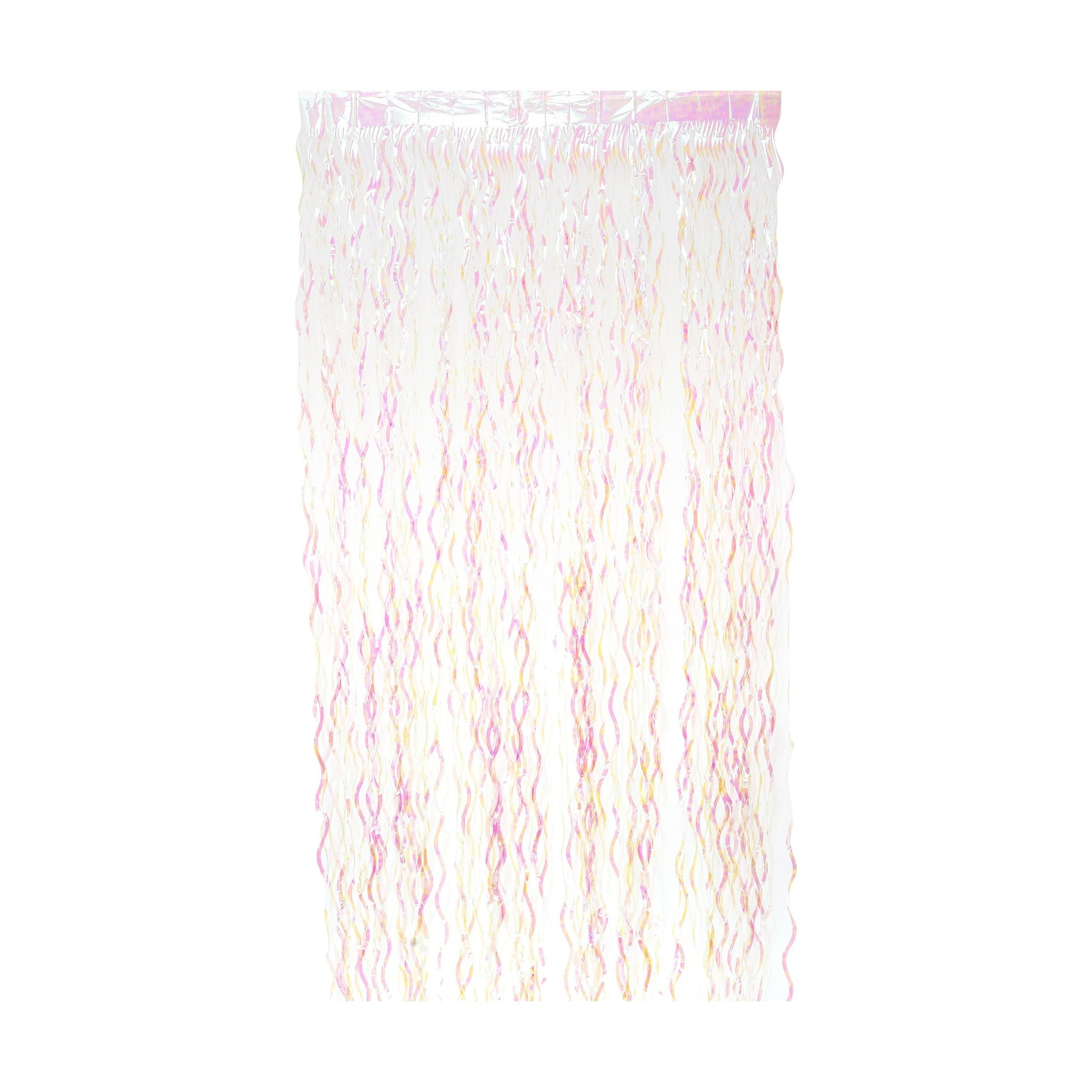 Curly Foil Curtain Met.White Iridescent