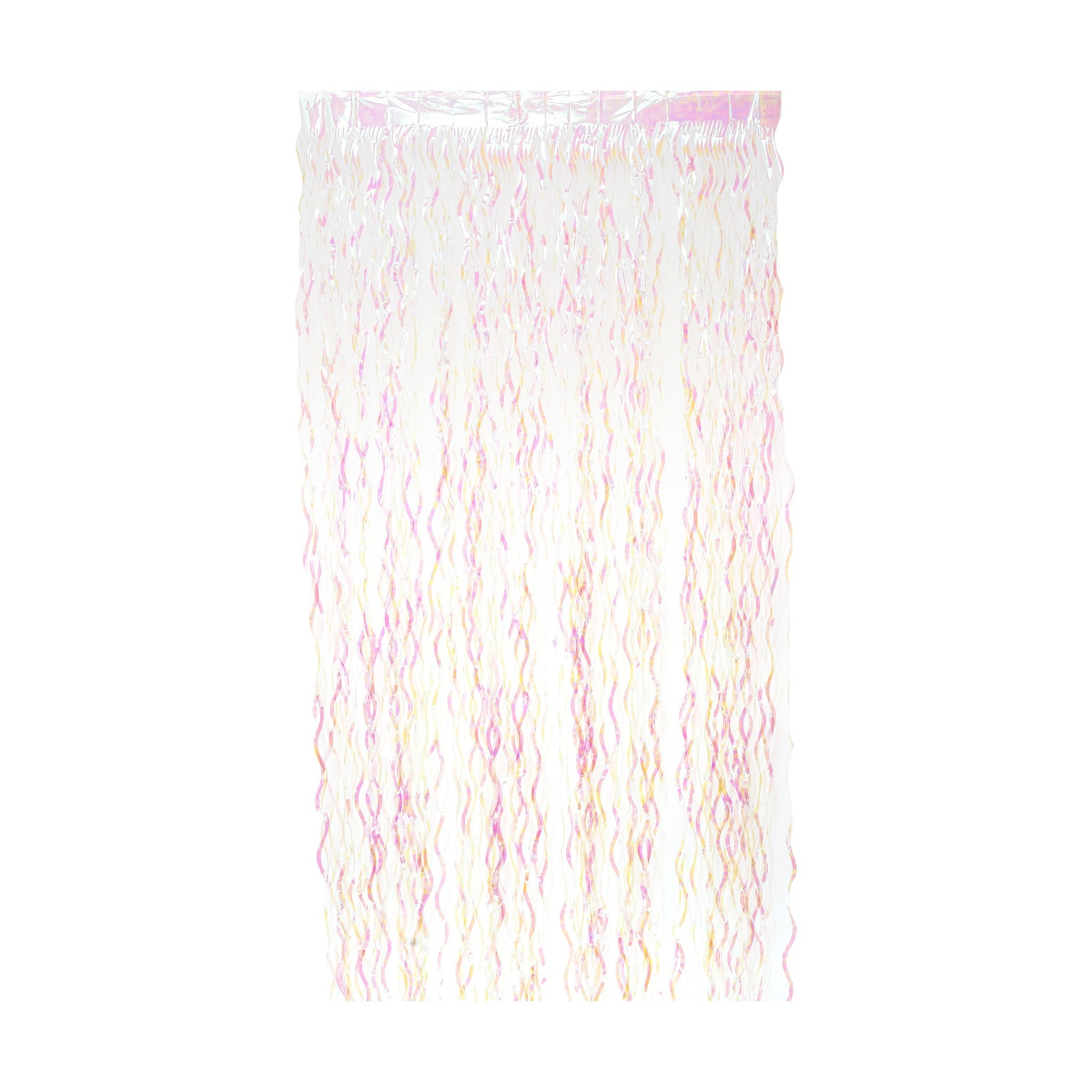 Curly Foil Curtain Met.White Iridescent