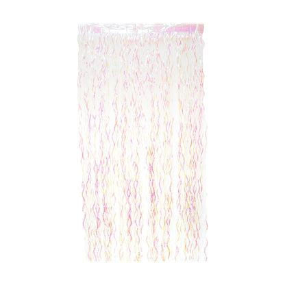 Curly Foil Curtain Met.White Iridescent