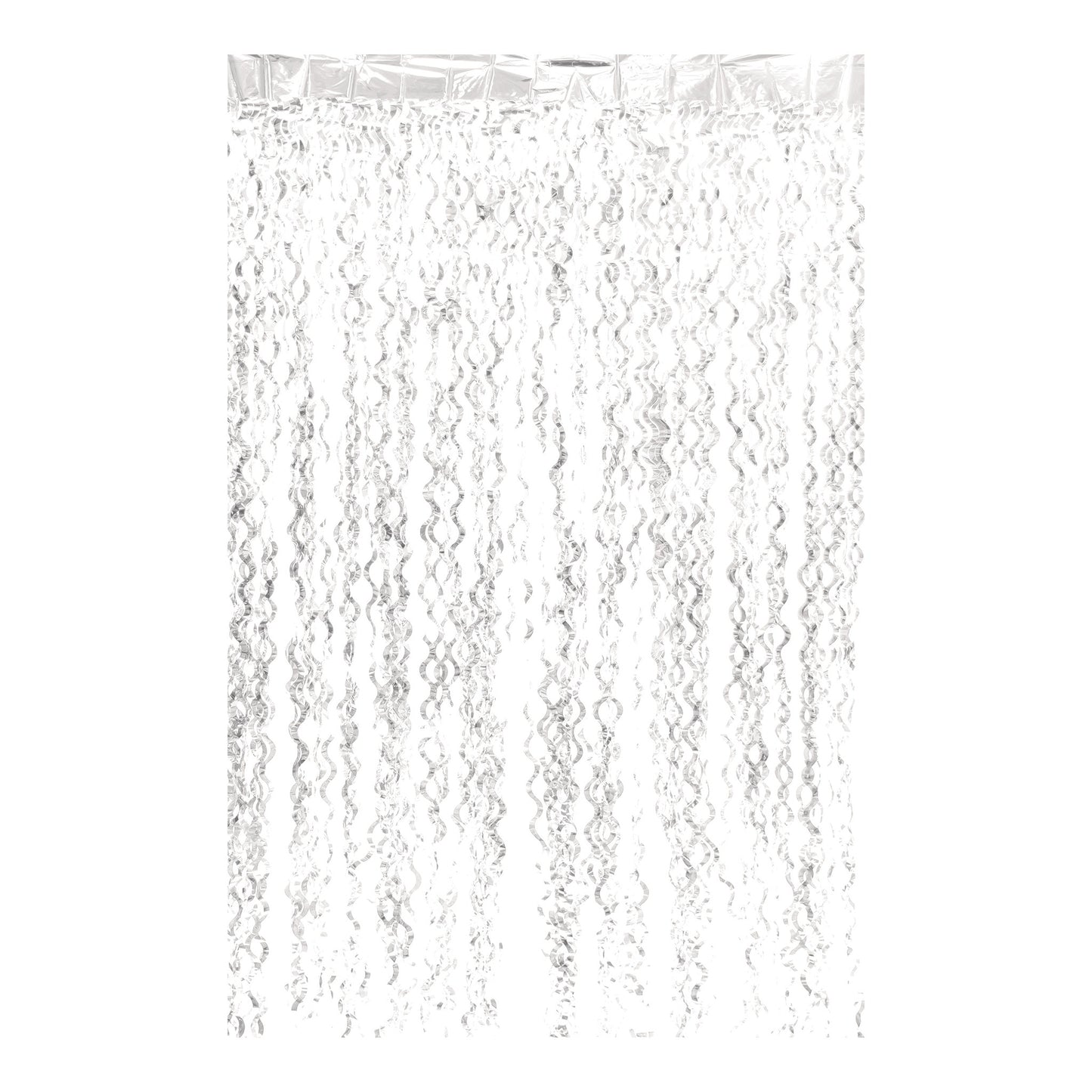 Curly Foil Curtain Met.White