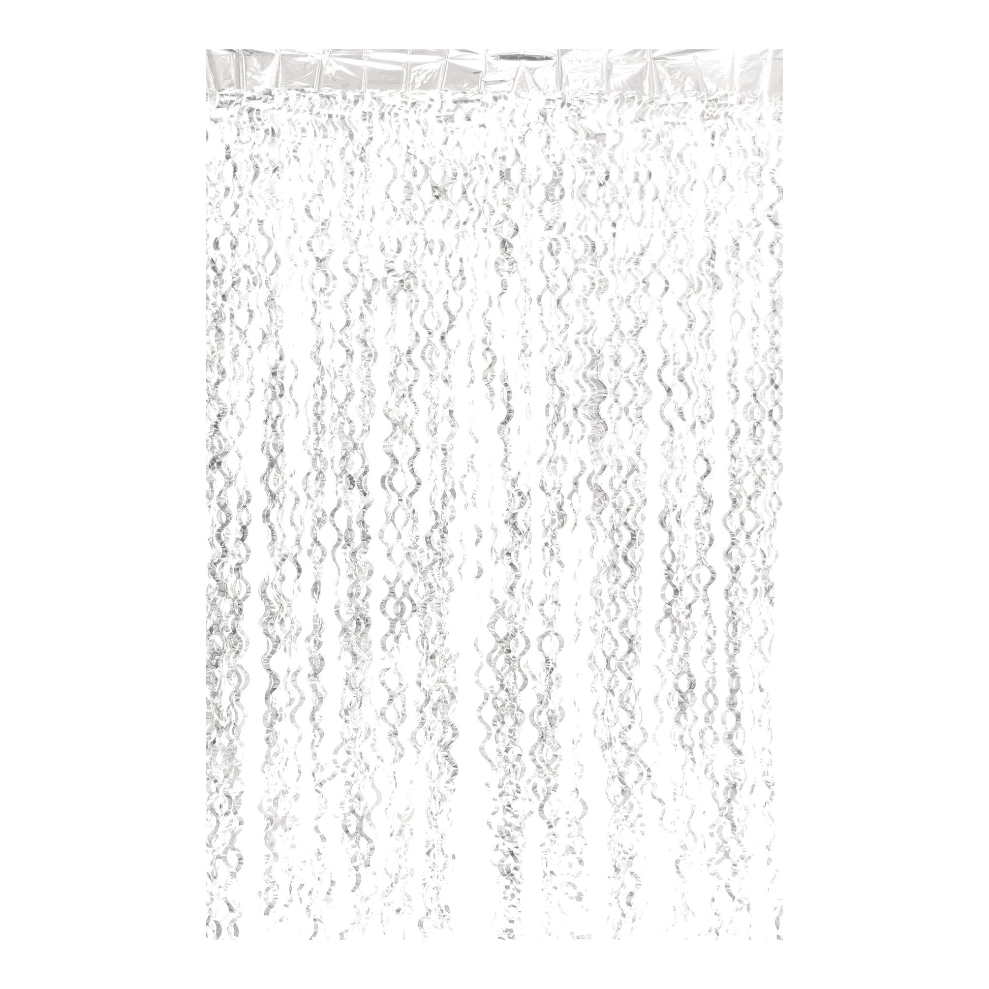 Curly Foil Curtain Met.White