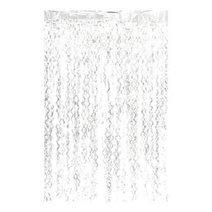 Curly Foil Curtain Met.White
