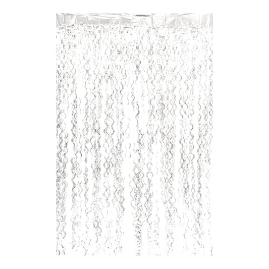 Curly Foil Curtain Met.White