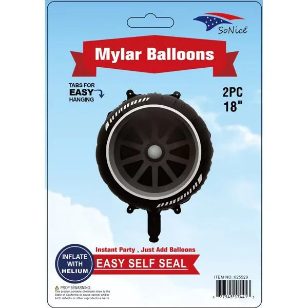 Tire Mylar Balloon 2pc