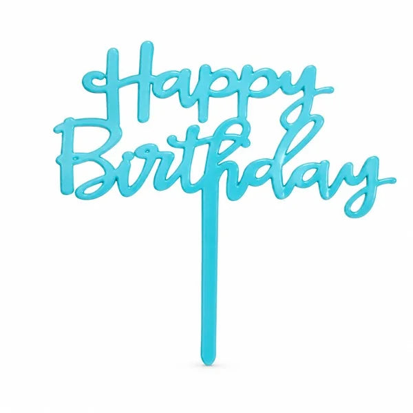 Happy Birthday Light Blue Cake Topper
