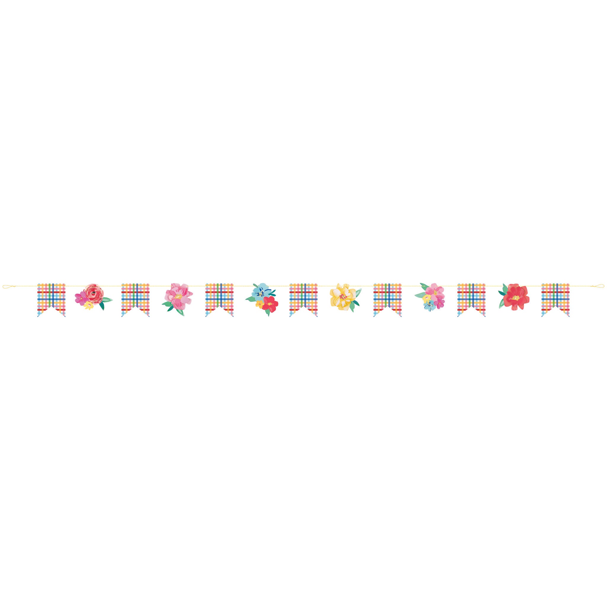 Floral Pink Paper Pennant Garland 9ft