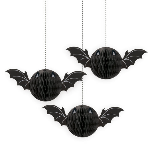 Halloween Bat Honeycomb Hanging Decorations 3pcs