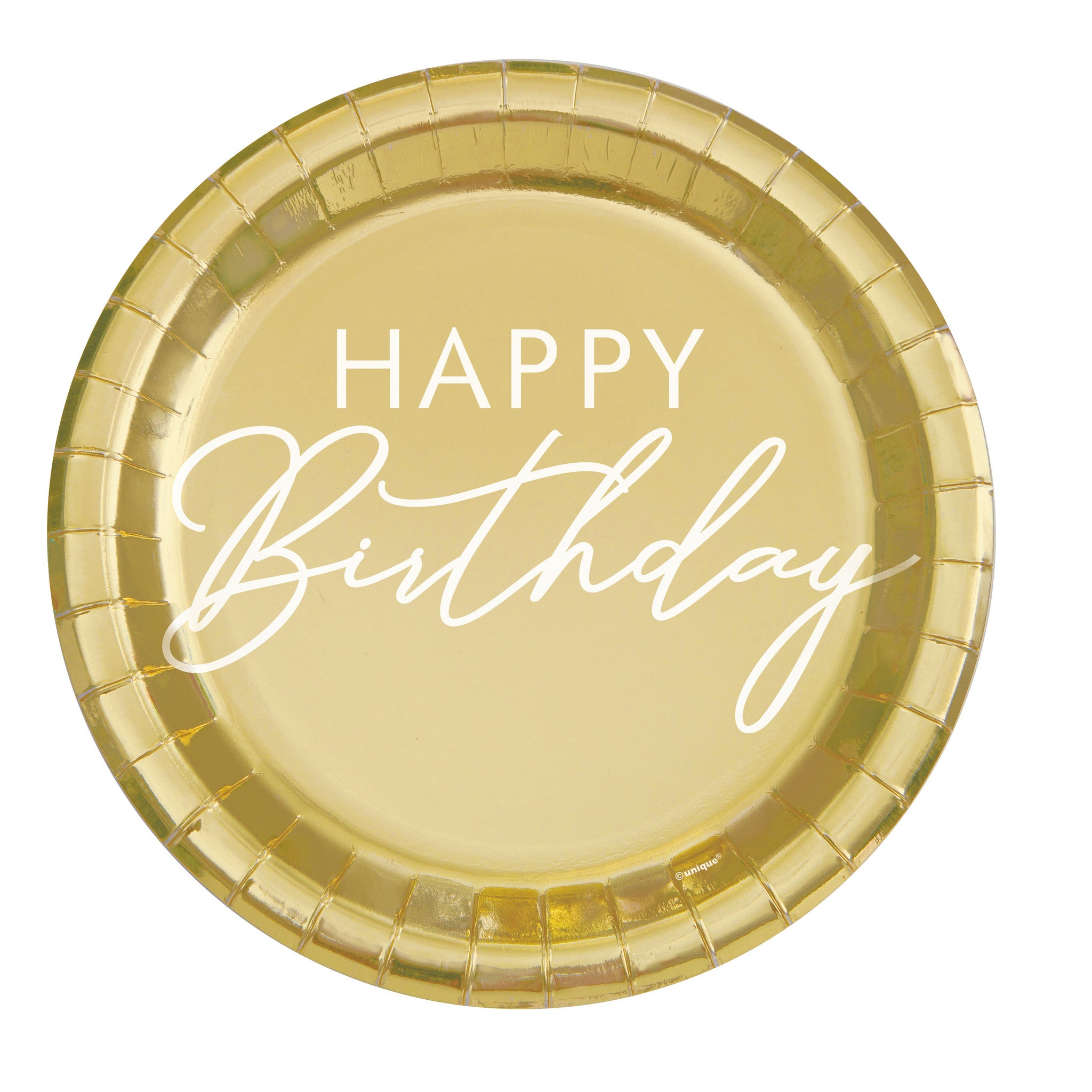 Happy Birthday 9” Gold Plates 8CT