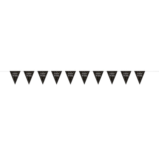 Happy Birthday Black Flag Banner 9ft