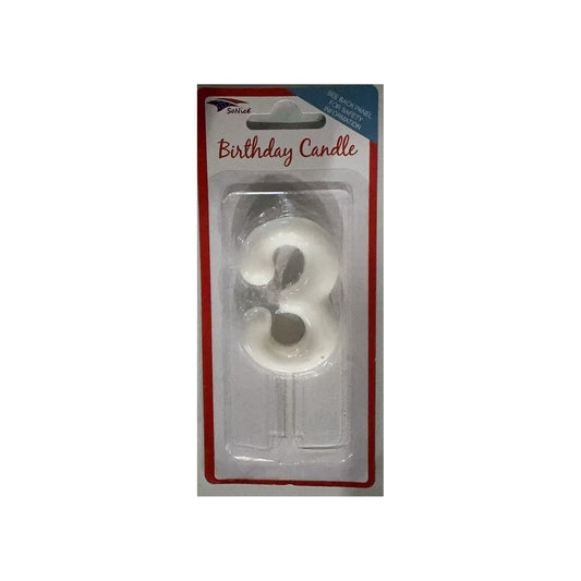 Number Candle White 3