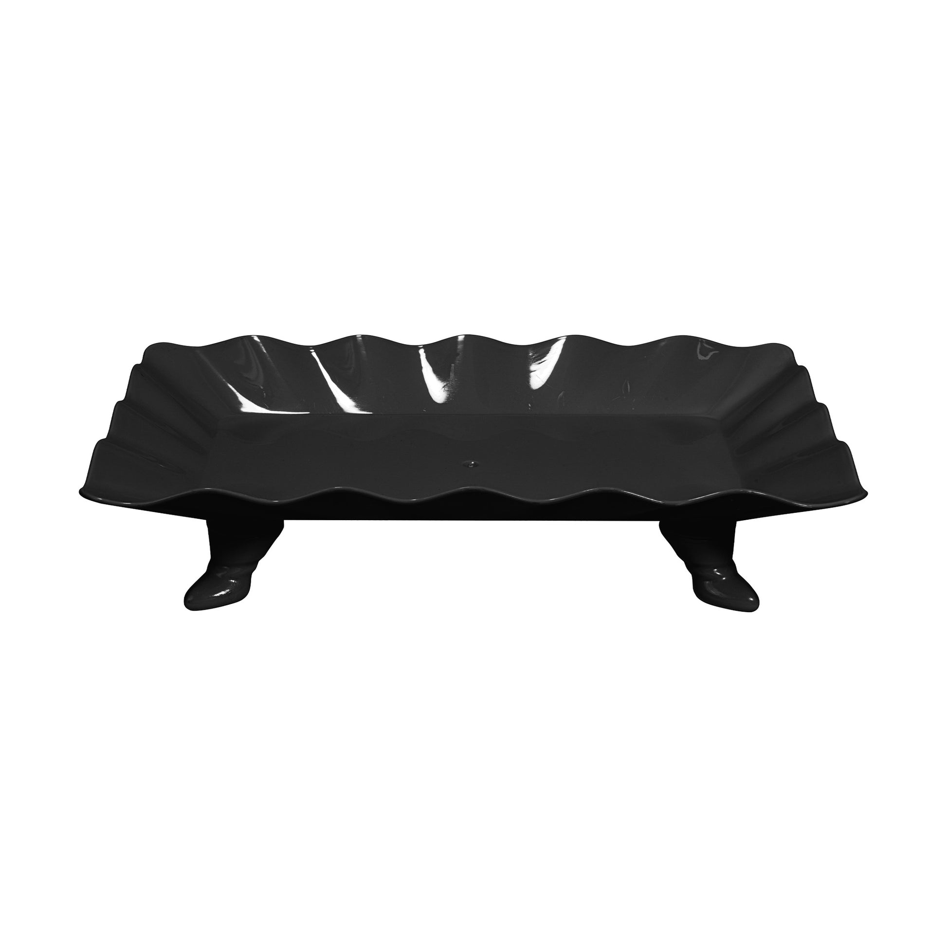 Plastic Scalloped Treat Stand-Black