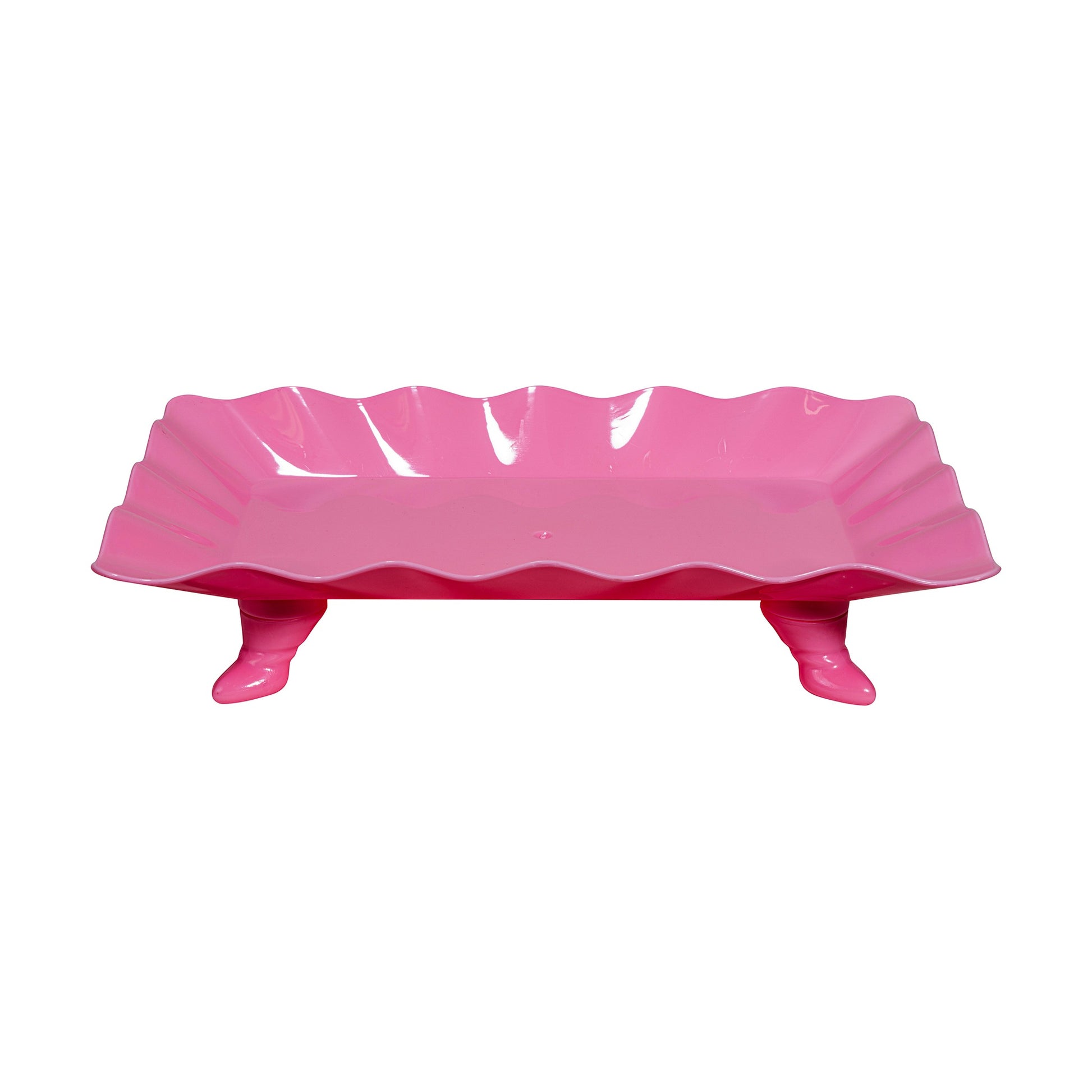 Plastic Scalloped Treat Stand-Fuchsia