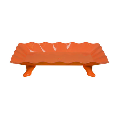 Plastic Scalloped Treat Stand-Orange