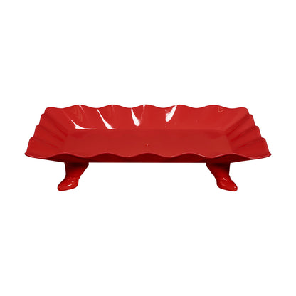Plastic Scalloped Treat Stand-Red