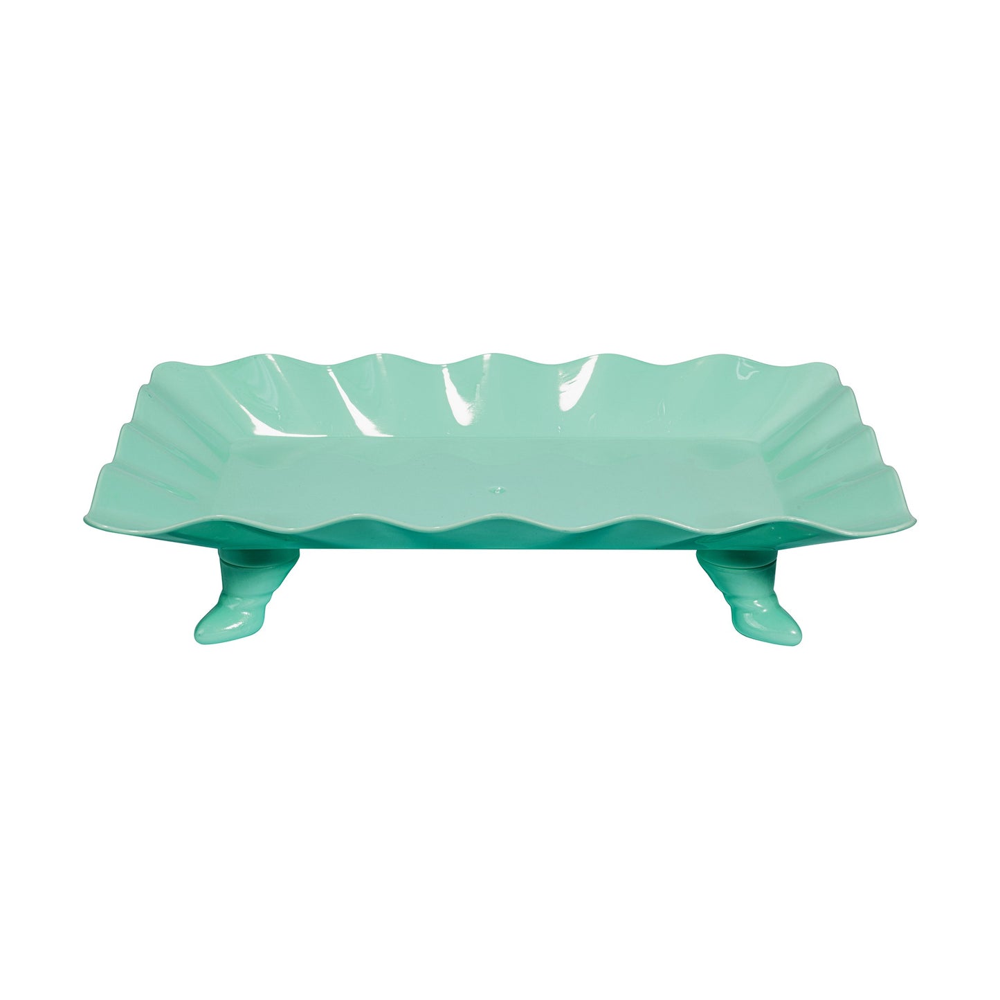 Plastic Scalloped Treat Stand-Turquoise