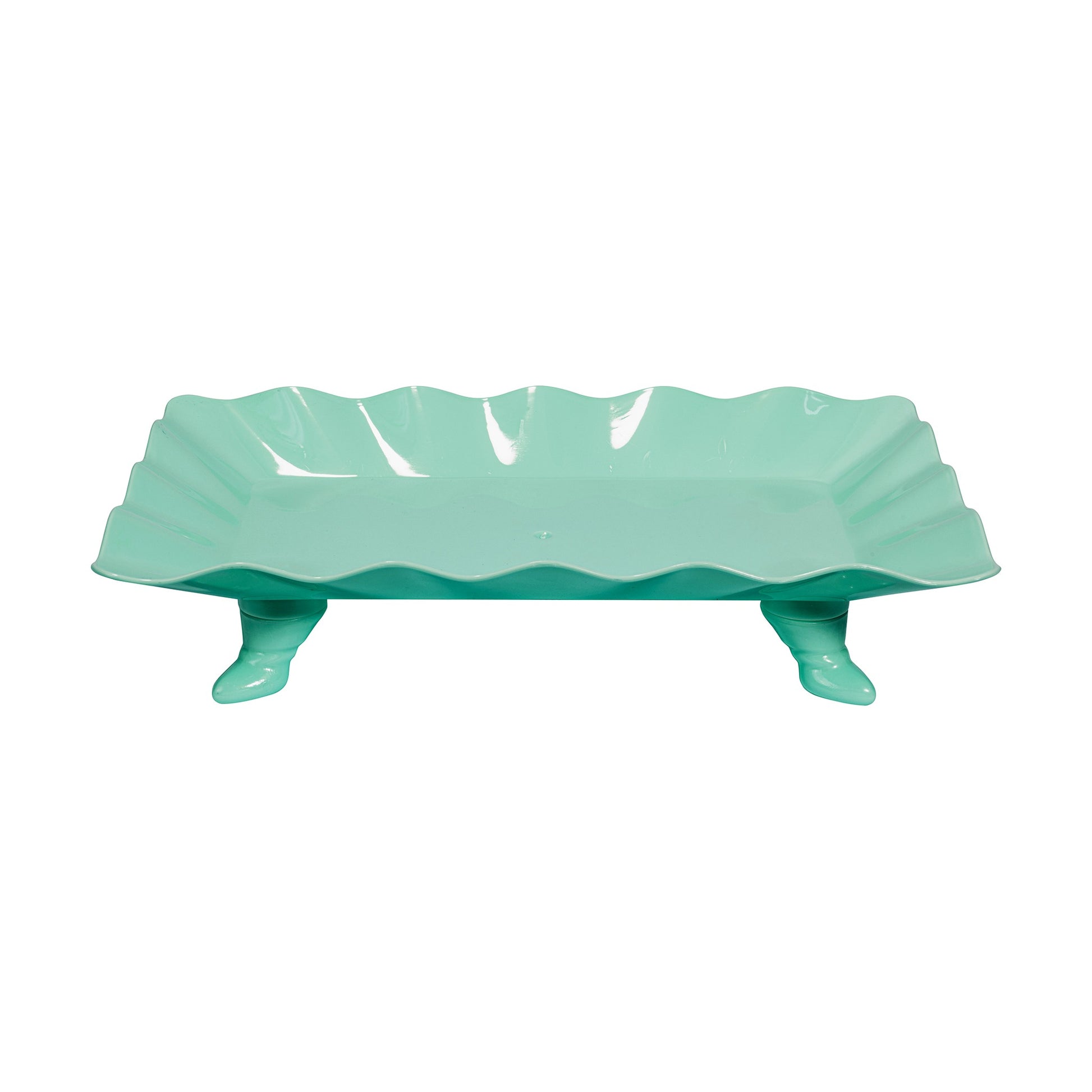 Plastic Scalloped Treat Stand-Turquoise