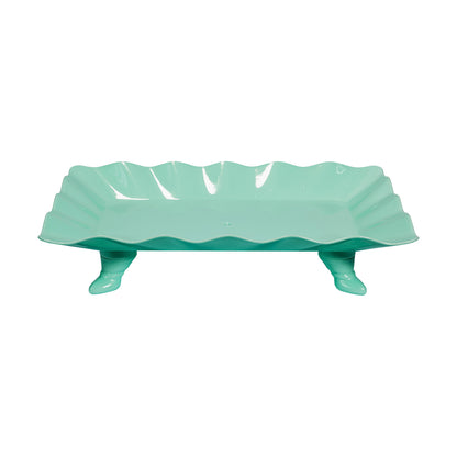 Plastic Scalloped Treat Stand-Turquoise