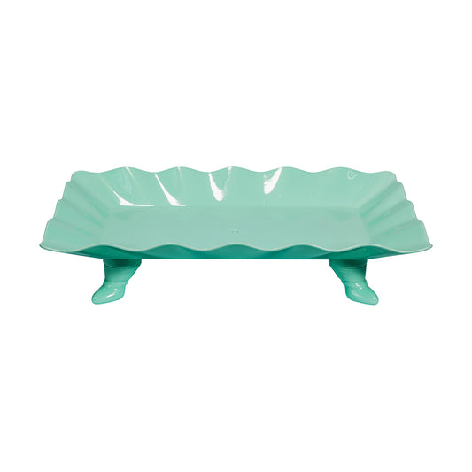 Plastic Scalloped Treat Stand-Turquoise