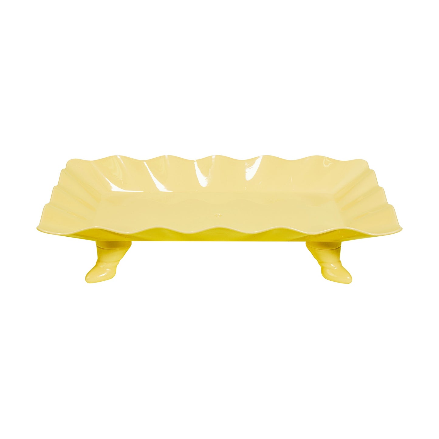 Plastic Scalloped Treat Stand-Yellow