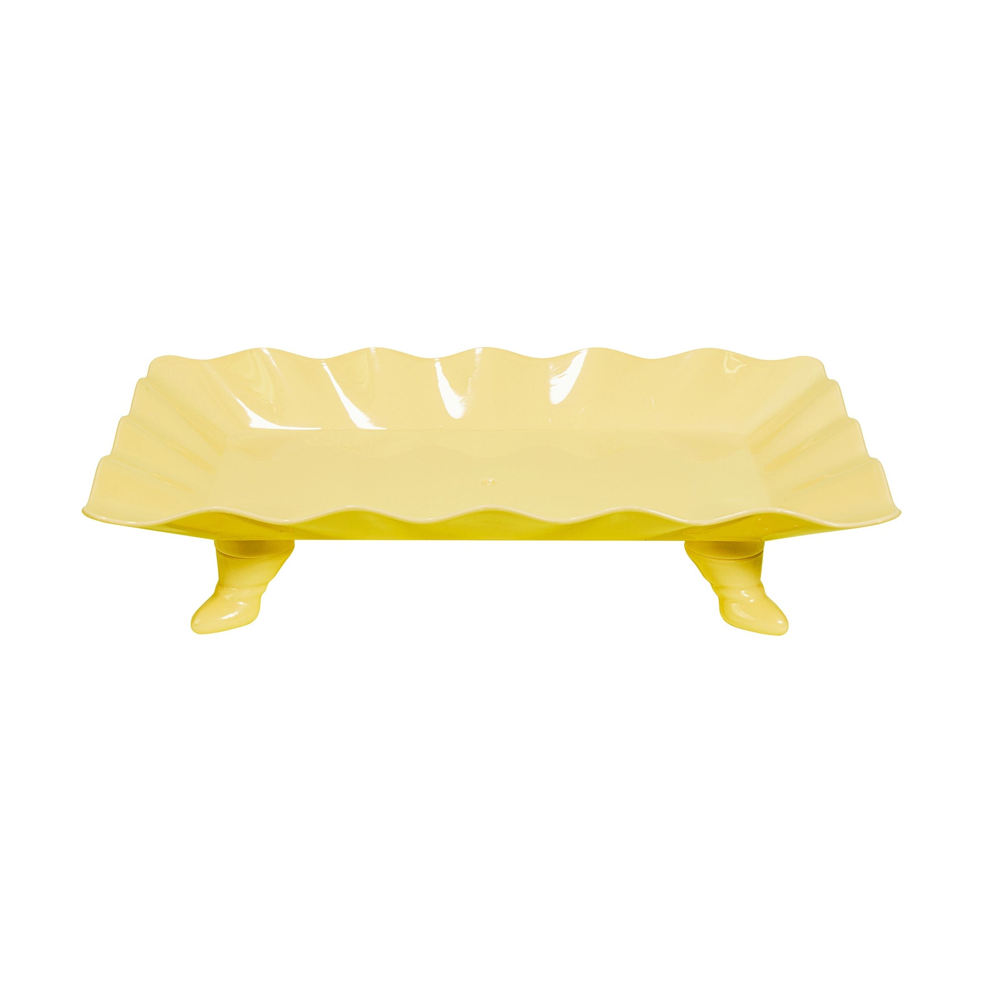 Plastic Scalloped Treat Stand-Yellow