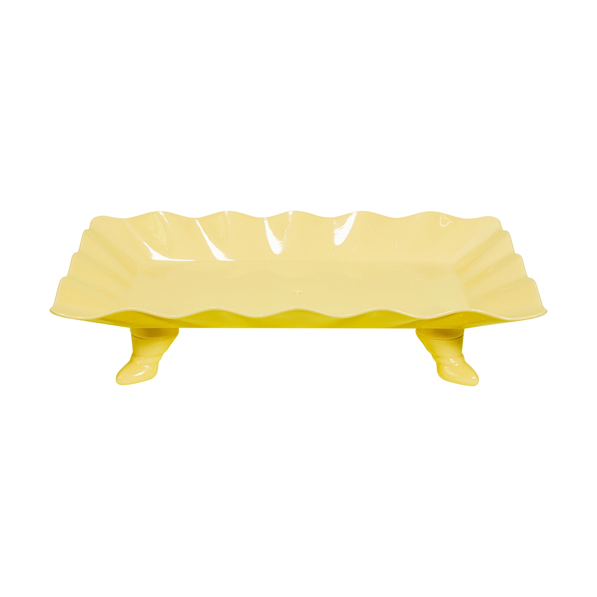 Plastic Scalloped Treat Stand-Yellow