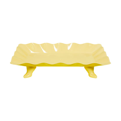 Plastic Scalloped Treat Stand-Yellow