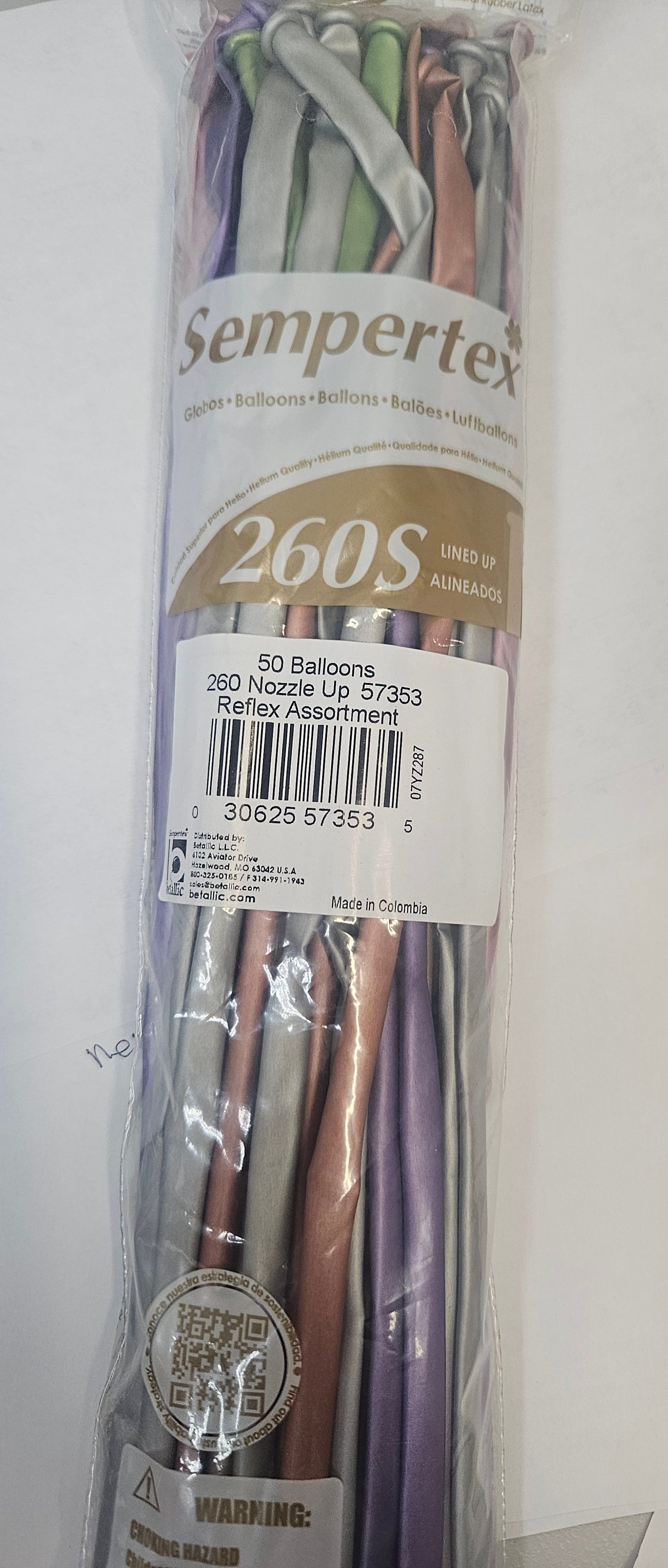 260 Betallatex Reflex Assorted  Latex Balloons
