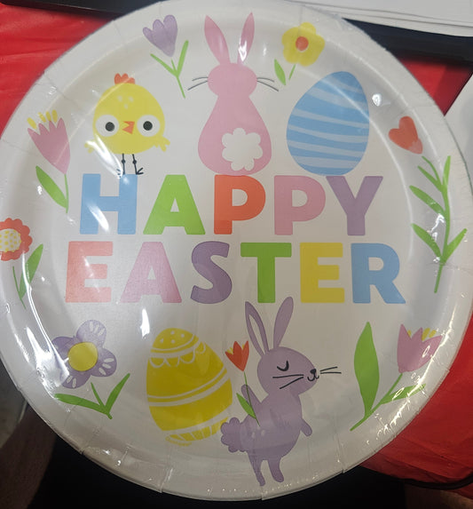 Colorful Gingham Easter 9" Plate 8ct