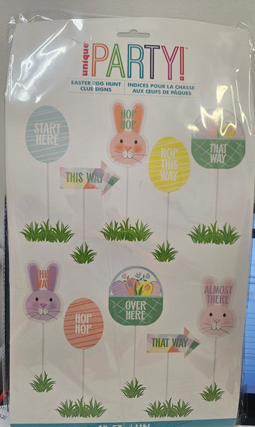 Pretty Easter Egg Assorted Clue Sign 10ct