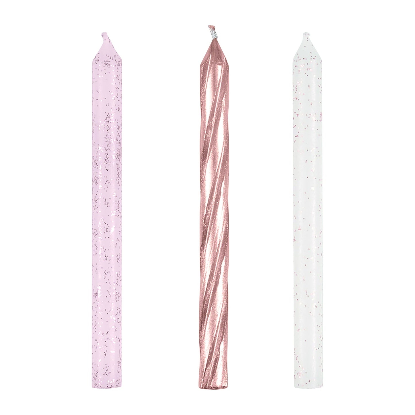 Rose Gold Glitter Spiral Birthday Candles 24ct