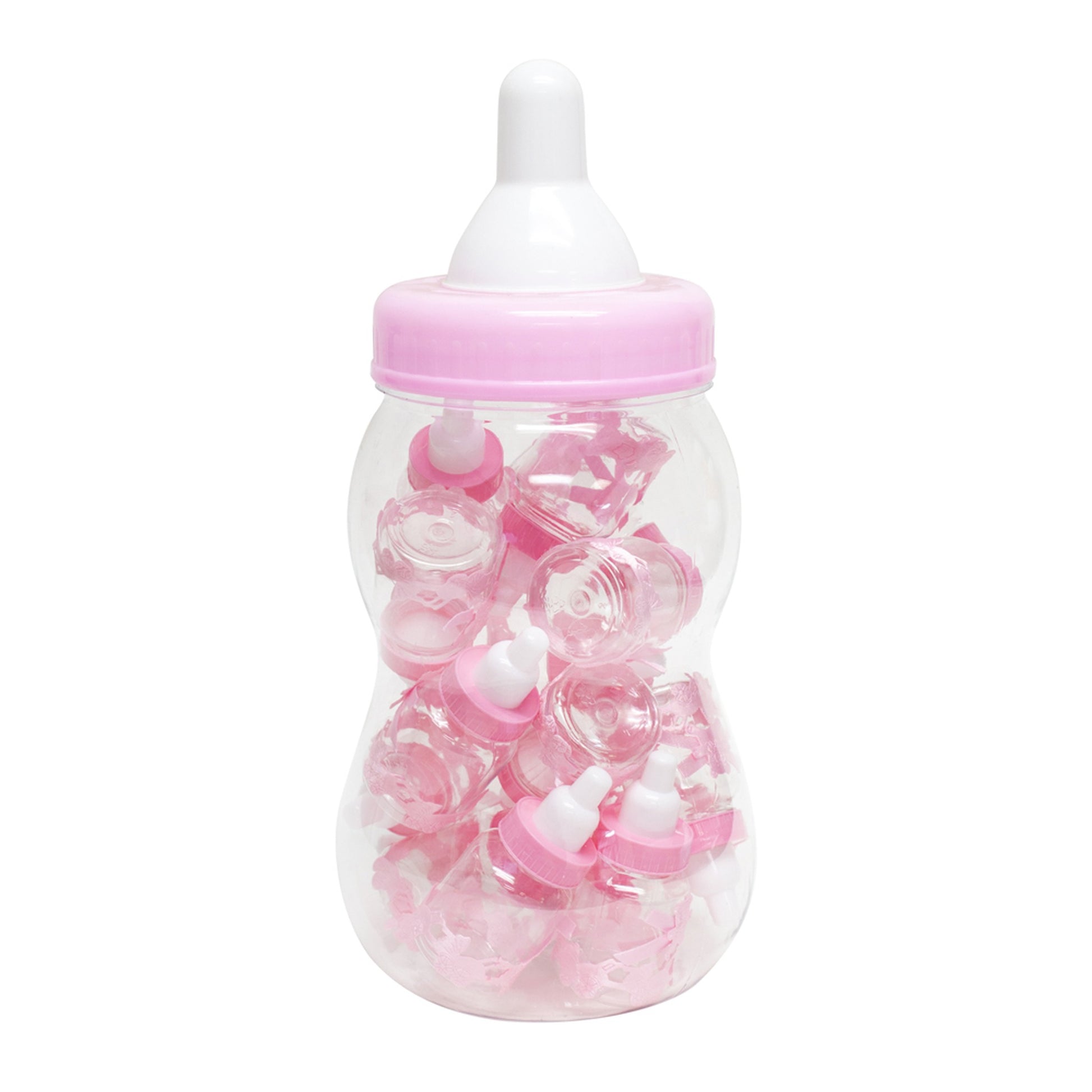 Small Plastic Baby Bottles Pink 16pc