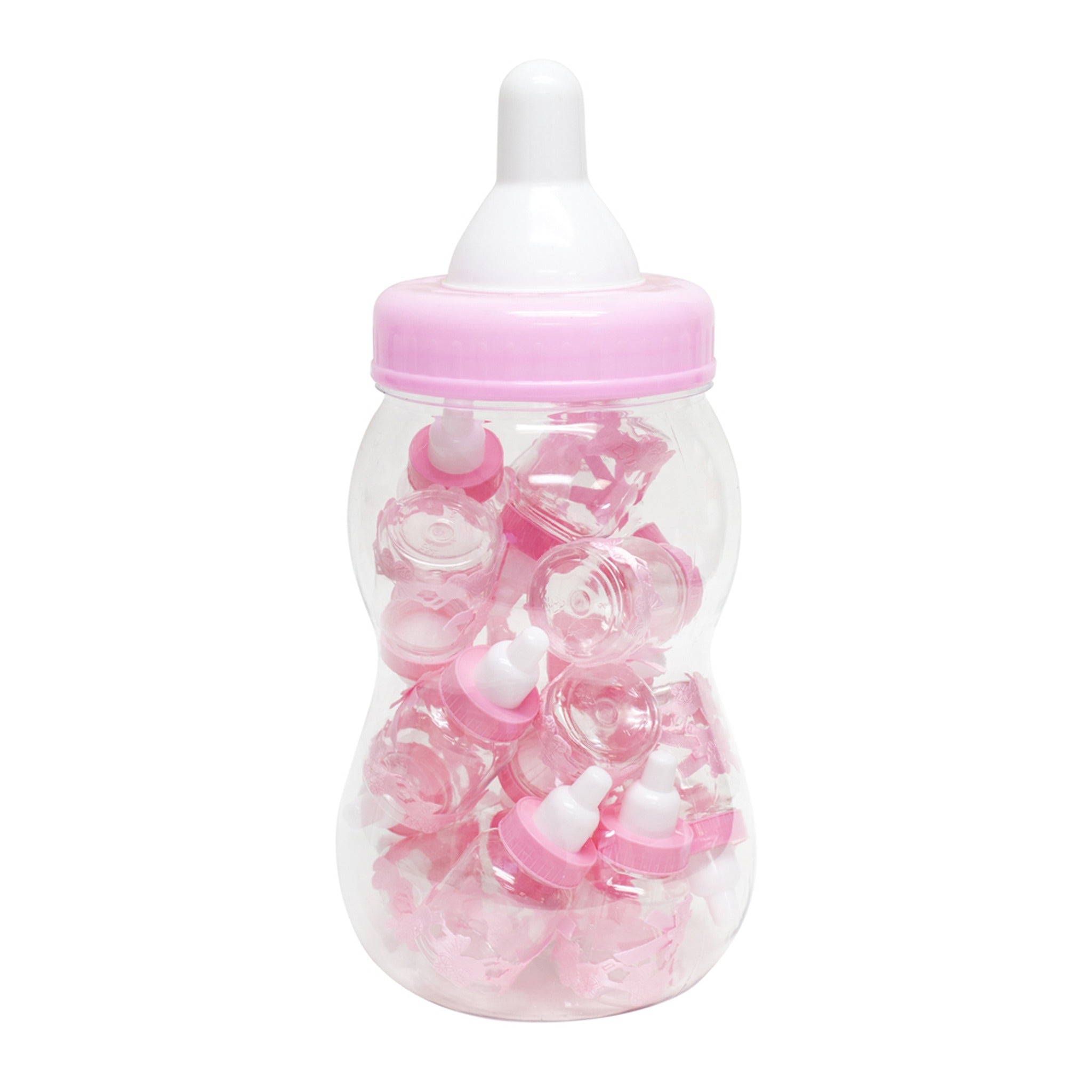 Small Plastic Baby Bottles Pink 16pc