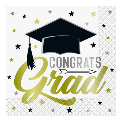 Stars & Caps Graduation Lunch Napkin 16ct
